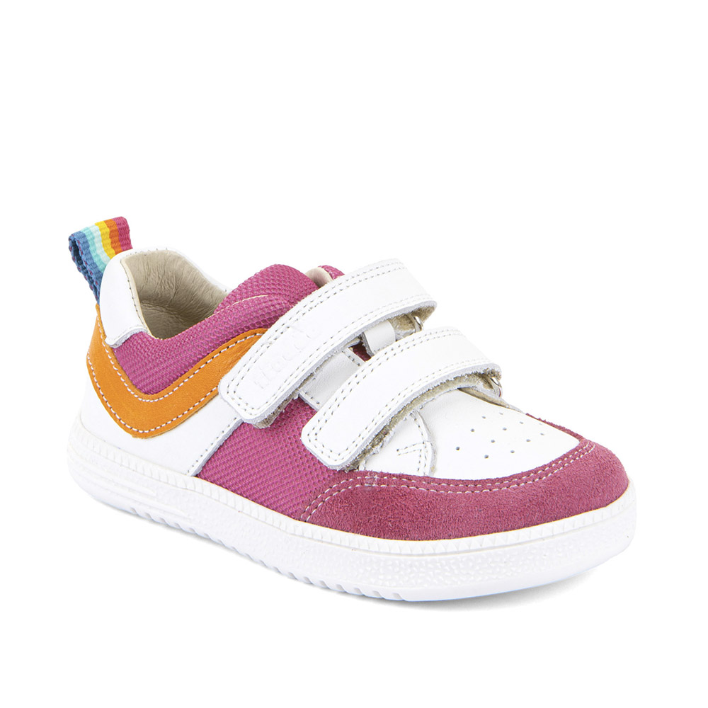 Froddo Loop G3130282-7 "Barefoot" Leather Velcro Shoes In White/Fuchsia