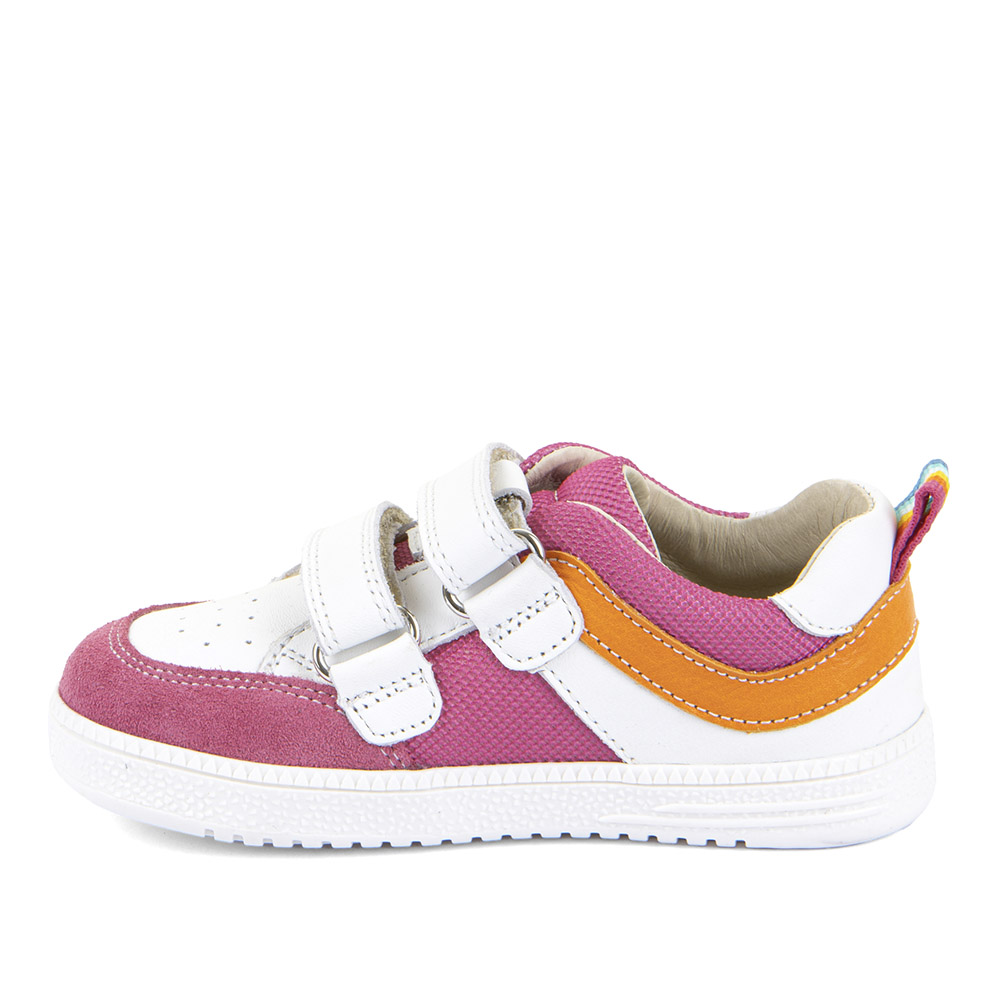 Froddo Loop G3130282-7 "Barefoot" Leather Velcro Shoes In White/Fuchsia - Image 3