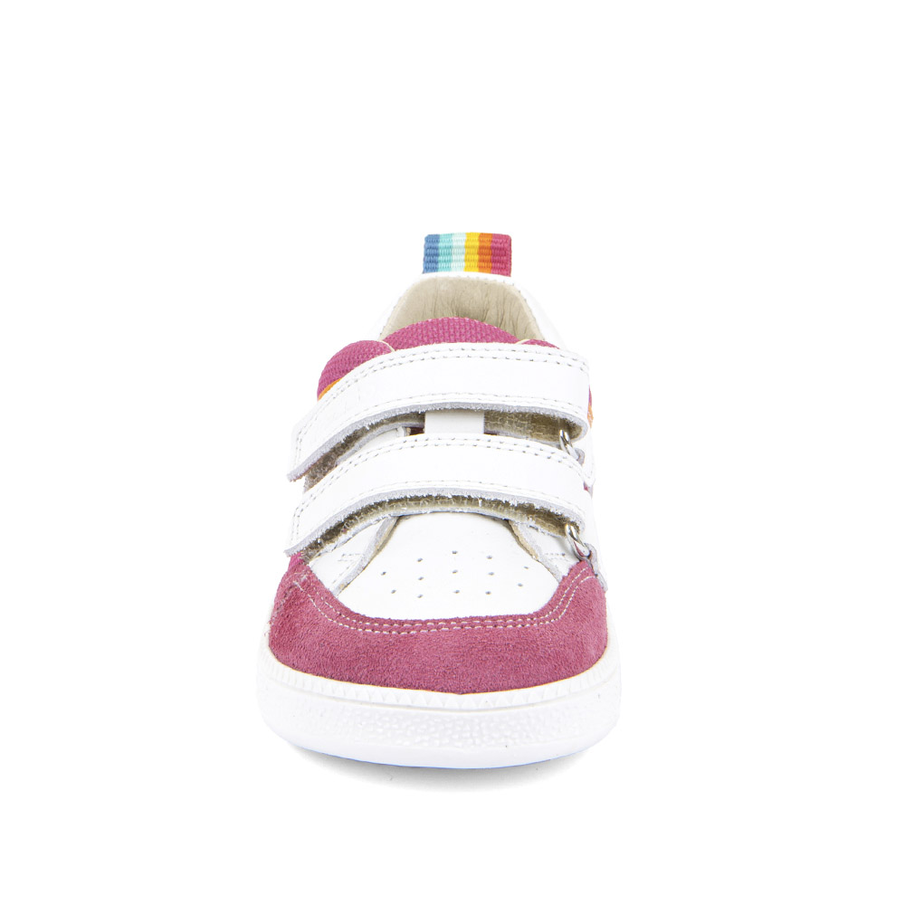 Froddo Loop G3130282-7 "Barefoot" Leather Velcro Shoes In White/Fuchsia - Image 4