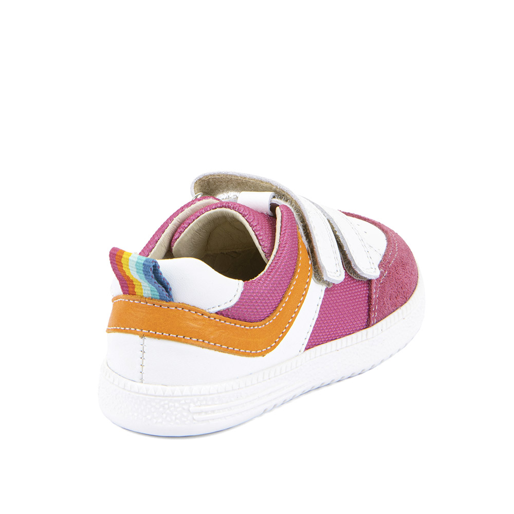 Froddo Loop G3130282-7 "Barefoot" Leather Velcro Shoes In White/Fuchsia - Image 5